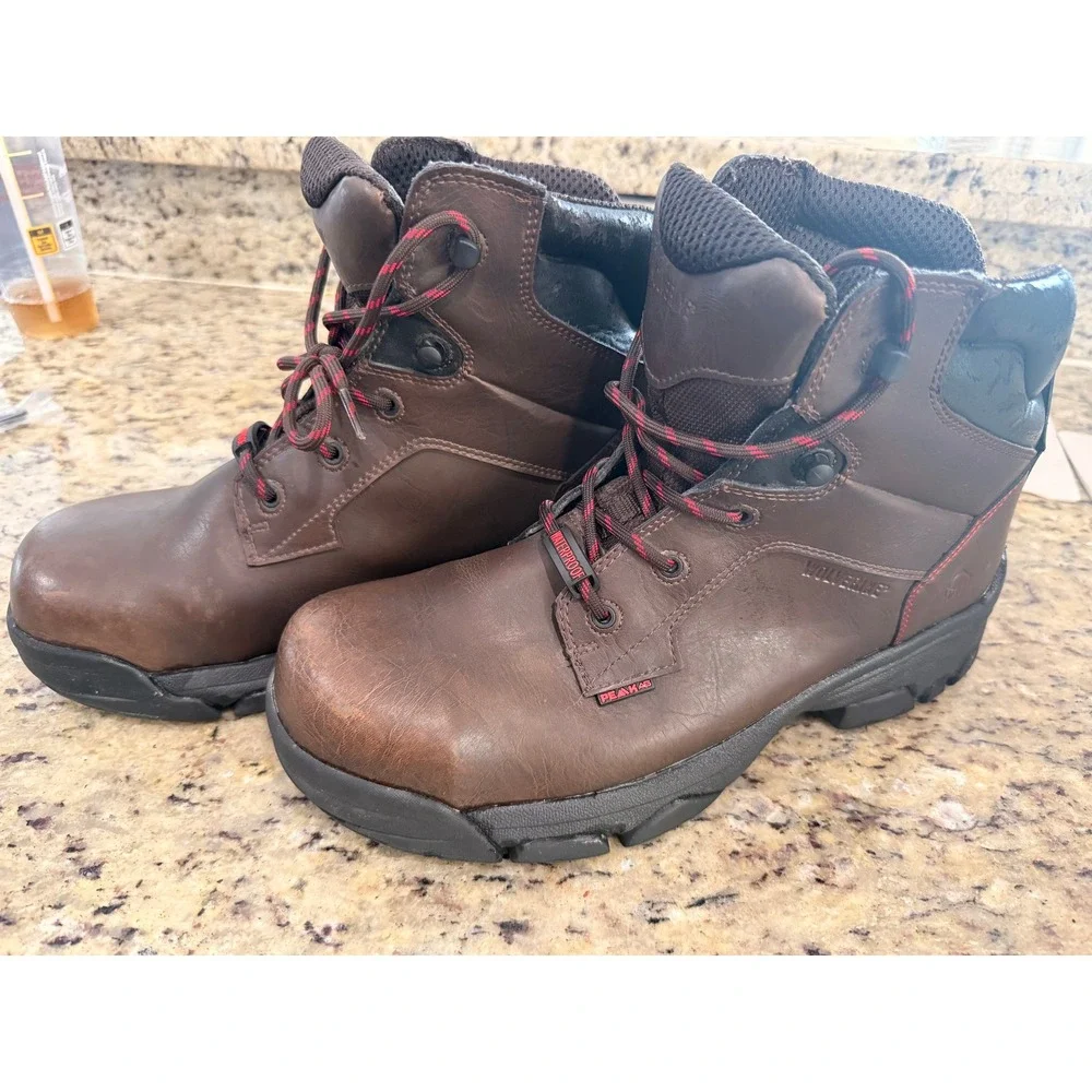 Wolverine Peak AG Mens Waterproof Composite Toe Work Boots Brown W08333 Sz 1.5M